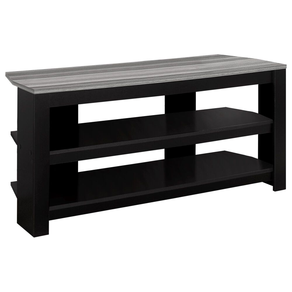 Monarch Specialties 42" TV Stand in Black and Grey, , large