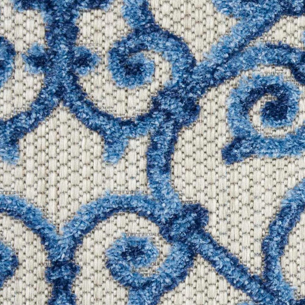Nourison Aloha Damask 2&#39; x 6&#39; Grey and Blue Indoor/Outdoor Runner, , large