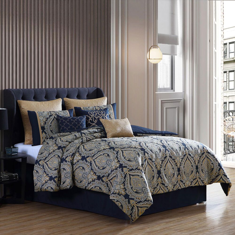 Hallmart Collectibles Brady 9-Piece Queen Comforter Set in Navy, , large