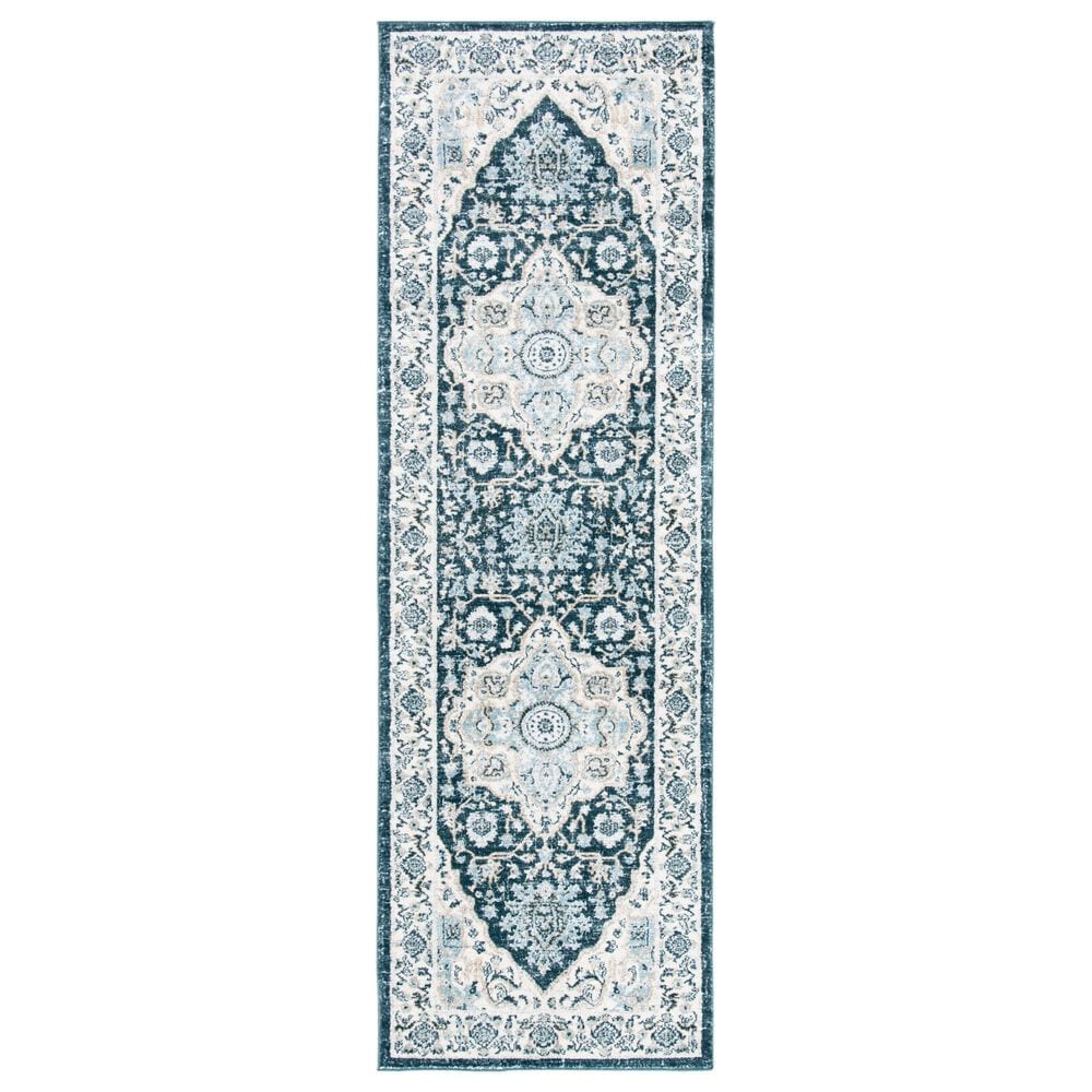 Safavieh Isabella 2"2" x 7" Navy and Creme Runner, , large