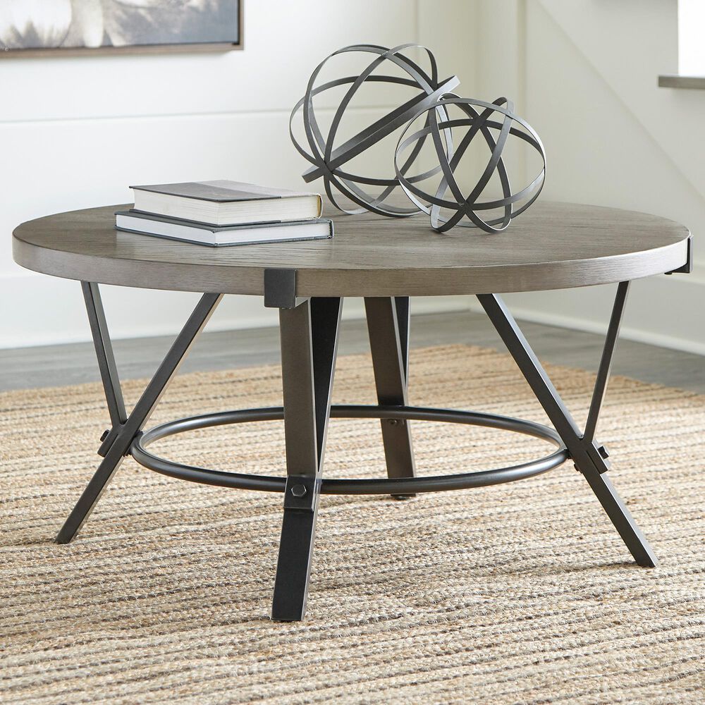 Signature Design by Ashley Zontini Round Cocktail Table in White Oak, , large