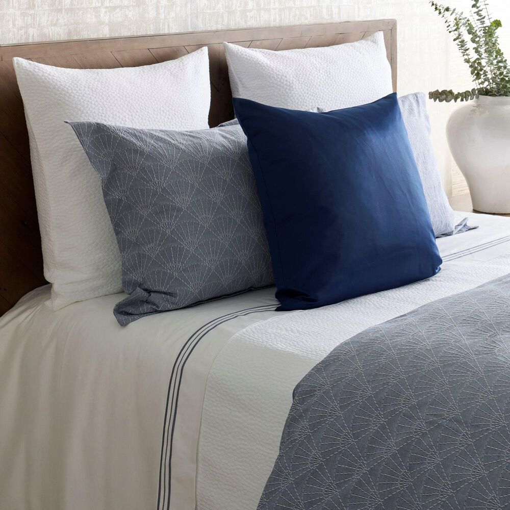 Ann Gish Art Of Home 4-Piece California King Hem Stripe Sheet Set In White Navy, , large