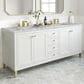 James Martin Vanities Chicago 72" Double Bathroom Vanity in Glossy White with 3 cm Carrara White Marble Top and Rectangular Sinks, , large
