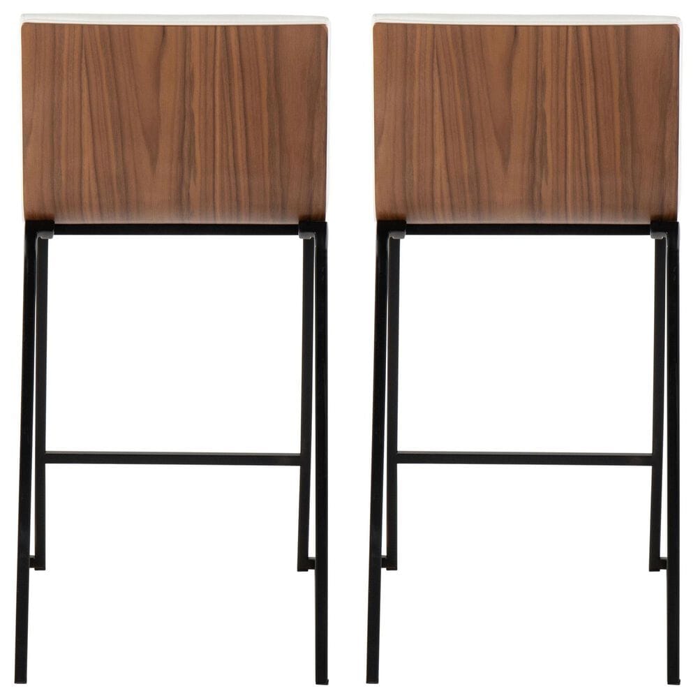 Lumisource Mason Mara Counter Stool with White Cushion in Black and Walnut &#40;Set of 2&#41;, , large