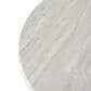 Maple and Jade Pedestal End Table with Faux Marble Top in Matte Black, White and Gold, , large