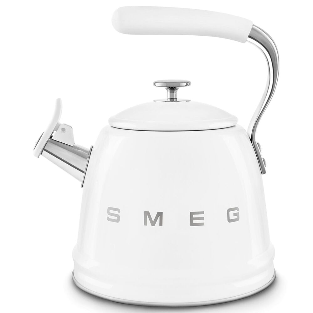 SMEG 2.3L 50&#39;s Style Stovetop Whistling Kettle in White, , large