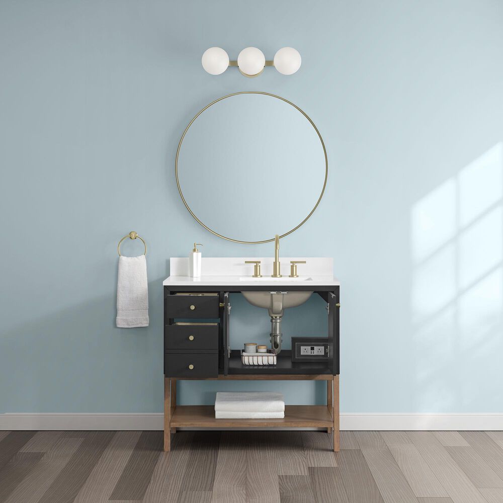 37B Isadore 36" Single Bathroom Vanity Cabinet in Tricorn Black and White Composite Stone Top and Backsplash, , large