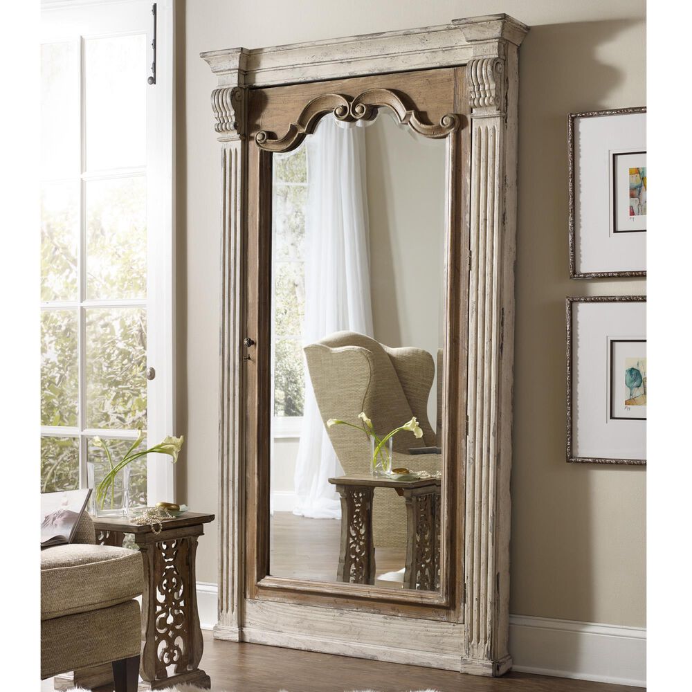 Hooker Furniture Chatelet Mirror Floor Mirror with Jewelry Armoire Storage in Paris Vintage, , large