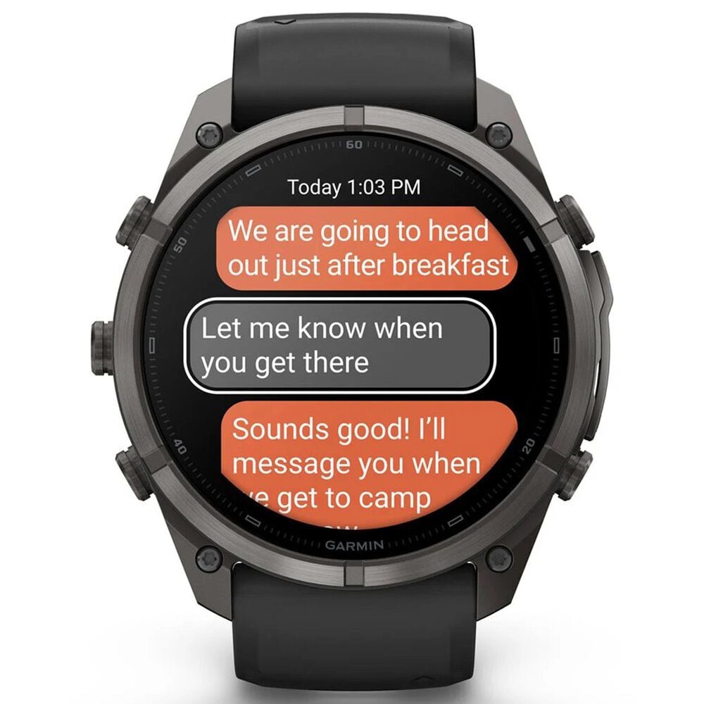 Garmin fenix 9 Pro inReach Smartwatch 51mm Carbon Gray DLC Titanium with Black and Pebble Gray Silicone Band, , large