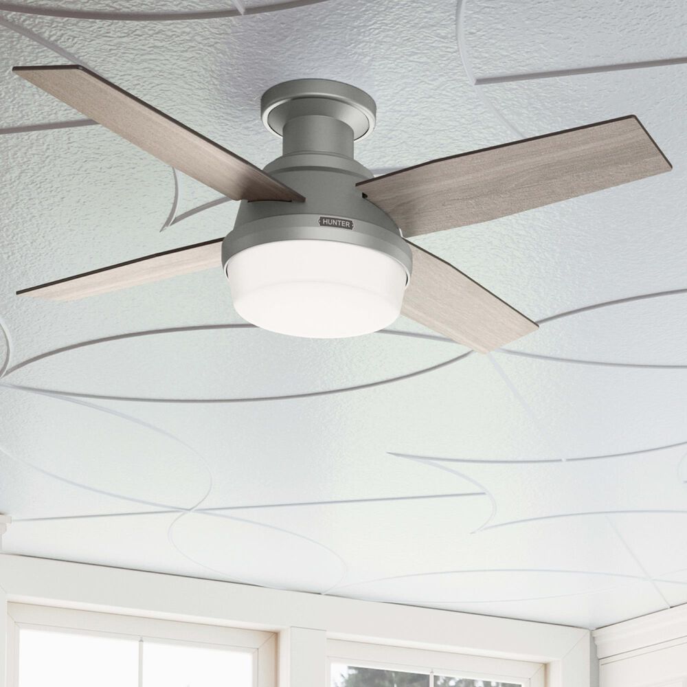 Hunter Dempsey Low Profile 44&quot; Ceiling Fan with Lights in Matte Silver, , large