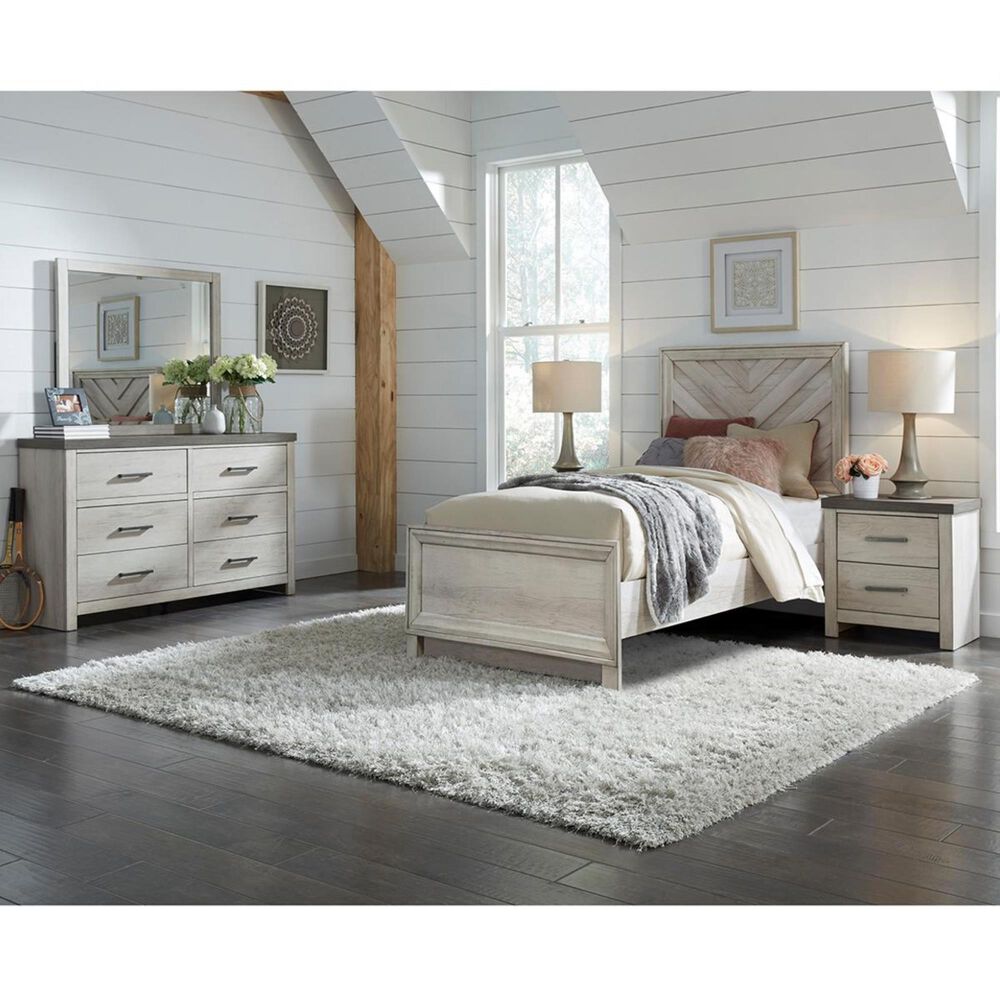 Samuel Lawrence Riverwood 4 Piece Full Panel Bedroom Set in Whitewashed, , large