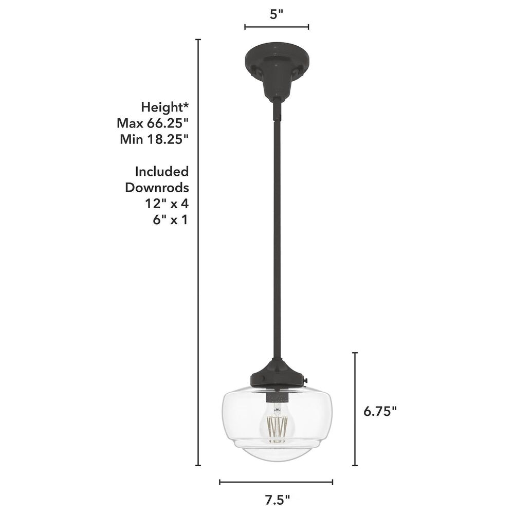 Hunter Saddle Creek 1-Light Mini Pendant with Clear Seeded Glass in Noble Bronze, , large
