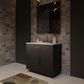 Lexora Home Abbey 36" Single Bathroom Vanity in Black Oak with 2 cm White Carrara Marble Top and Rectangular Sink, , large