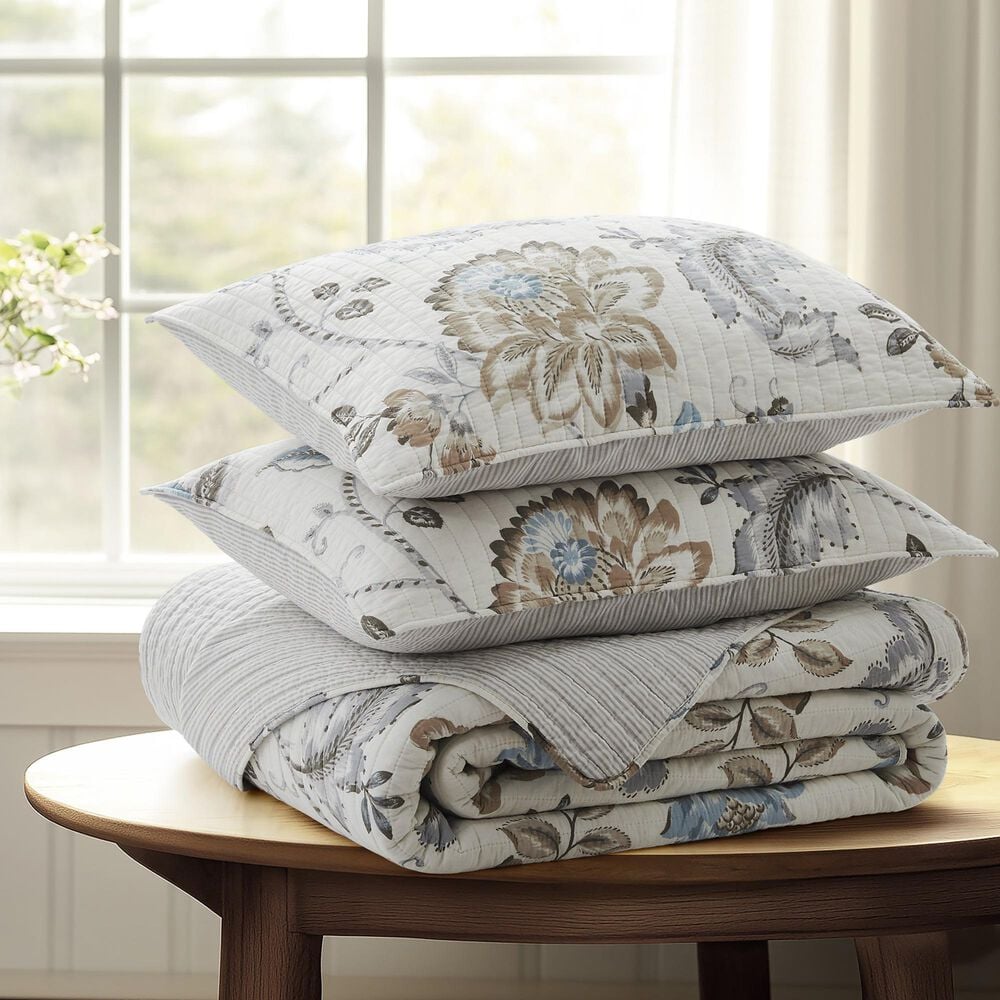 Levtex Maileen 3-Piece King/California King Quilt Set in Neutral Blue, Taupe and Cream, , large