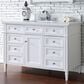 James Martin Brittany 48" Single Bathroom Vanity in Bright White with 3 cm White Zeus Quartz Top and Rectangular Sink, , large