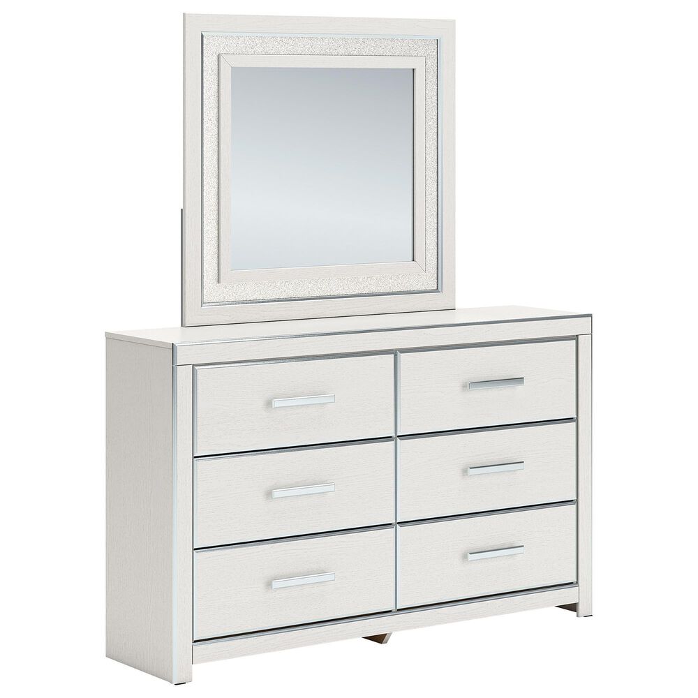 Ashley Zuraleus 6-Drawer Dresser and Mirror in Matte White and Chrome, , large