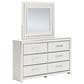 Ashley Zuraleus 6-Drawer Dresser and Mirror in Matte White and Chrome, , large