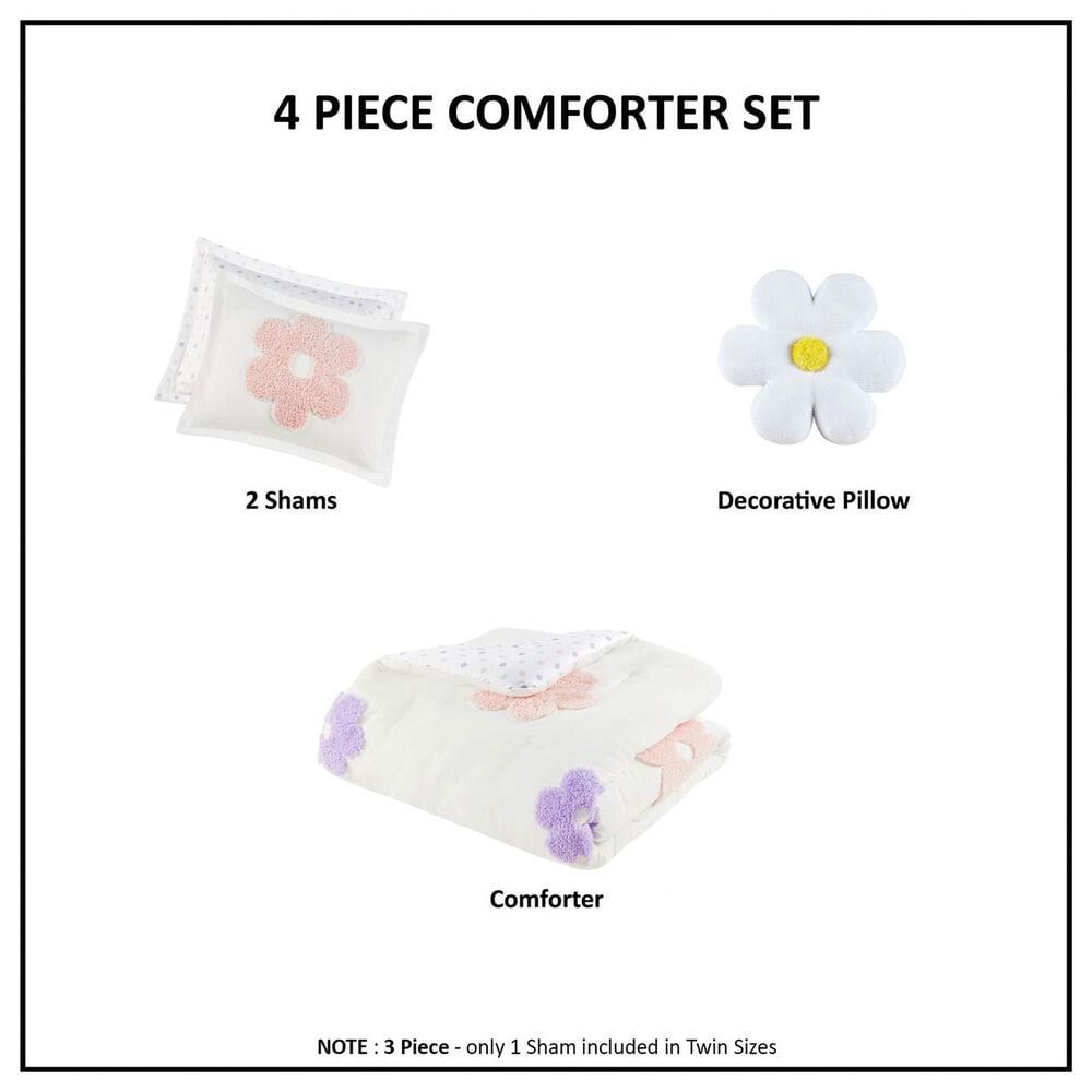 Hampton Park Gracie 3-Piece Twin Comforter Set in White and Purple, , large