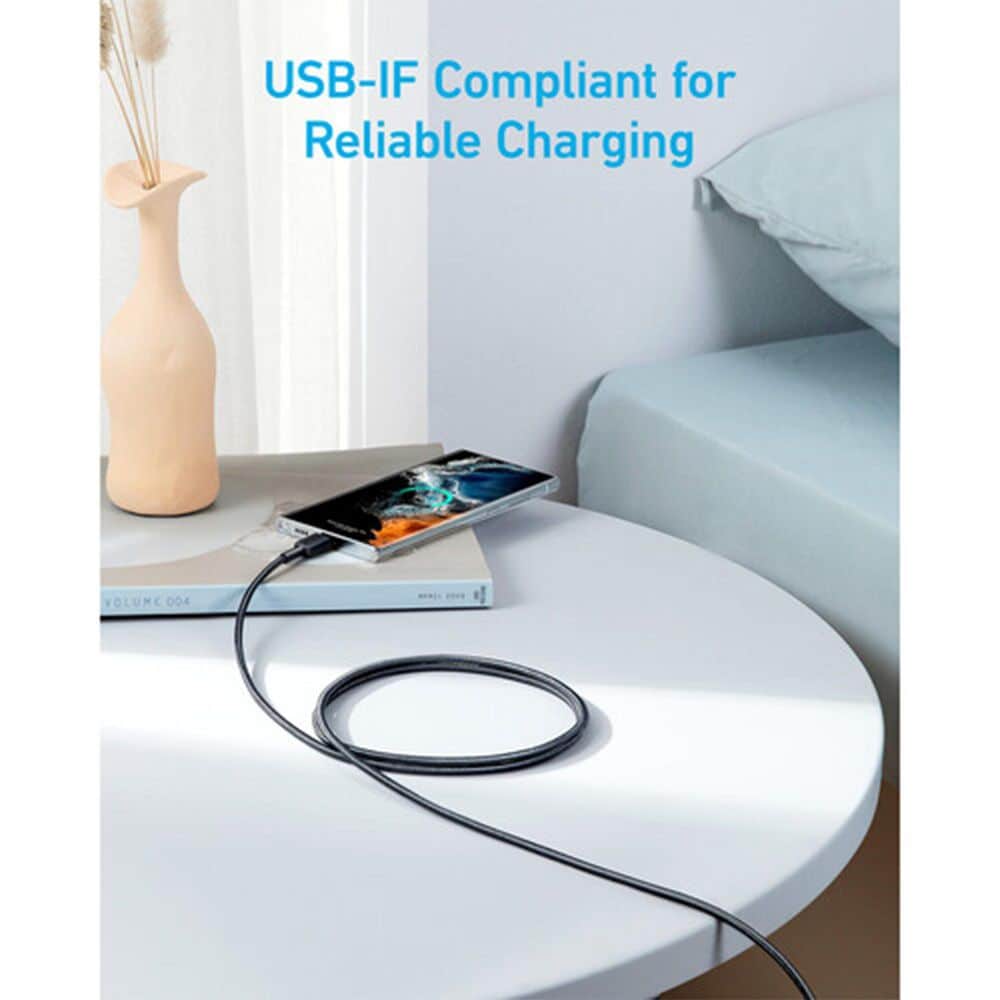 Anker 6&#39; Braided USB-C to USB-C Cable in Black, , large