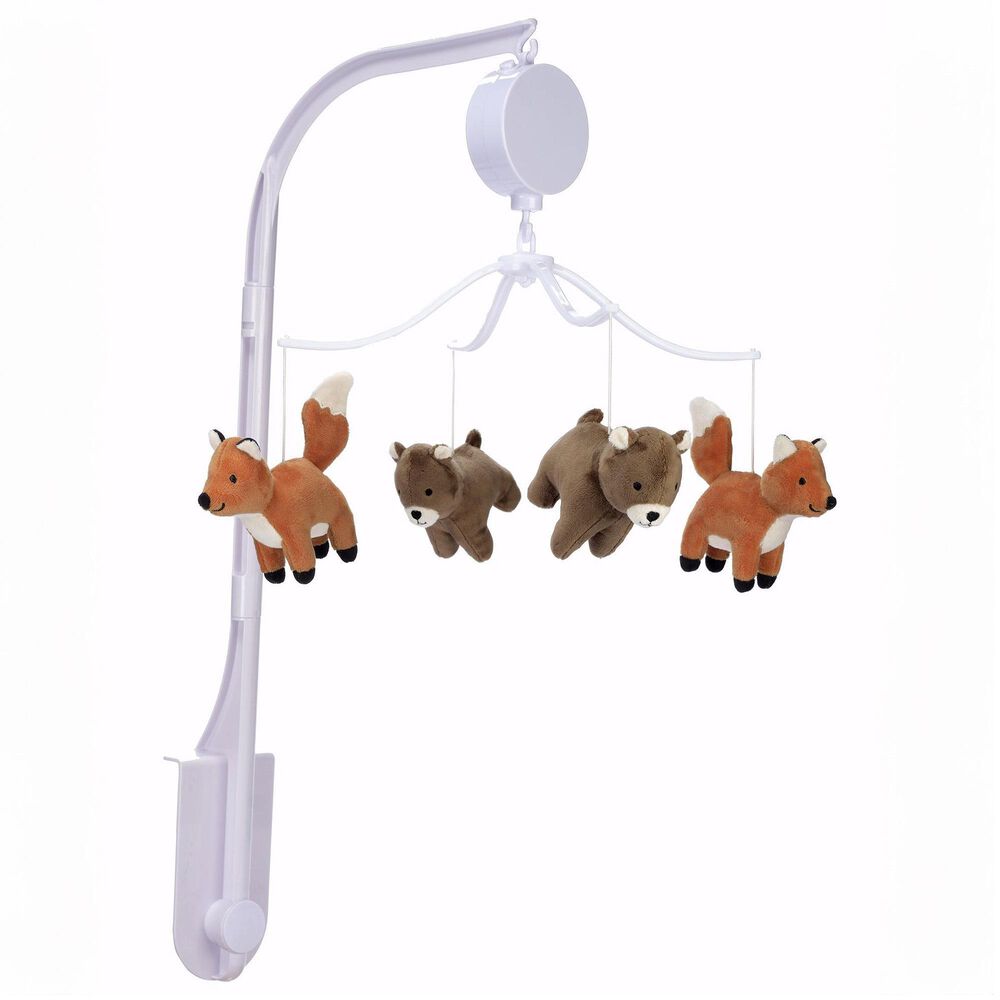 Lambs & Ivy Sleepytime Bear Musical Baby Crib Mobile Soother Toy in Rust and Brown, , large