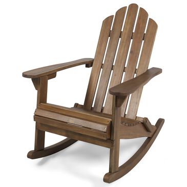 Noble House Hollywood Patio Rocking Chair in Dark Brown, , large