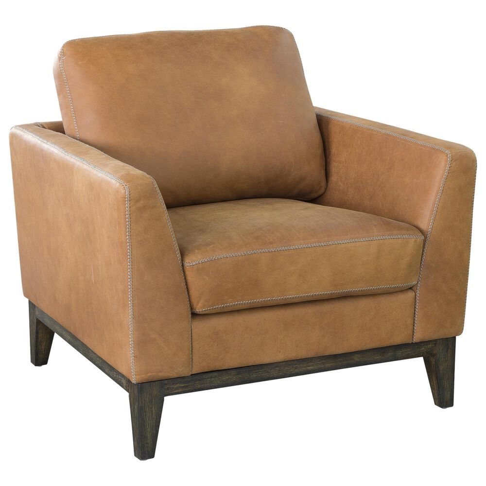 Accentric Approach Leather Arm Chair in Carmel Brown, , large