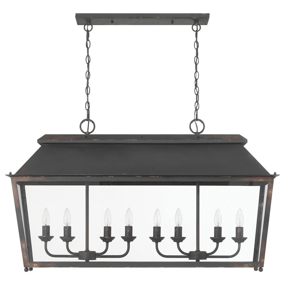 Golden Lighting Abingdon 8-Light Linear Pendant in Antique Black, , large