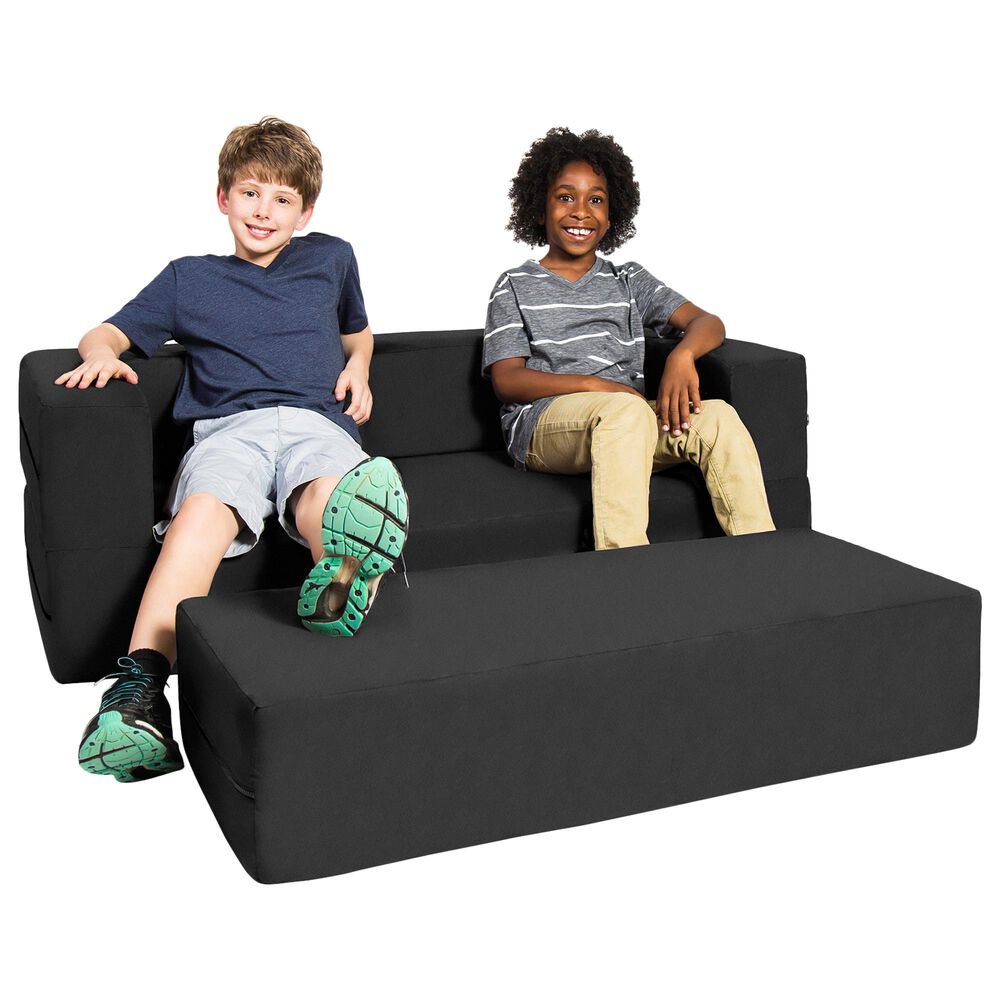 Jaxx Zipline Big Kids Modular Sofa &amp; Ottoman in Black, , large