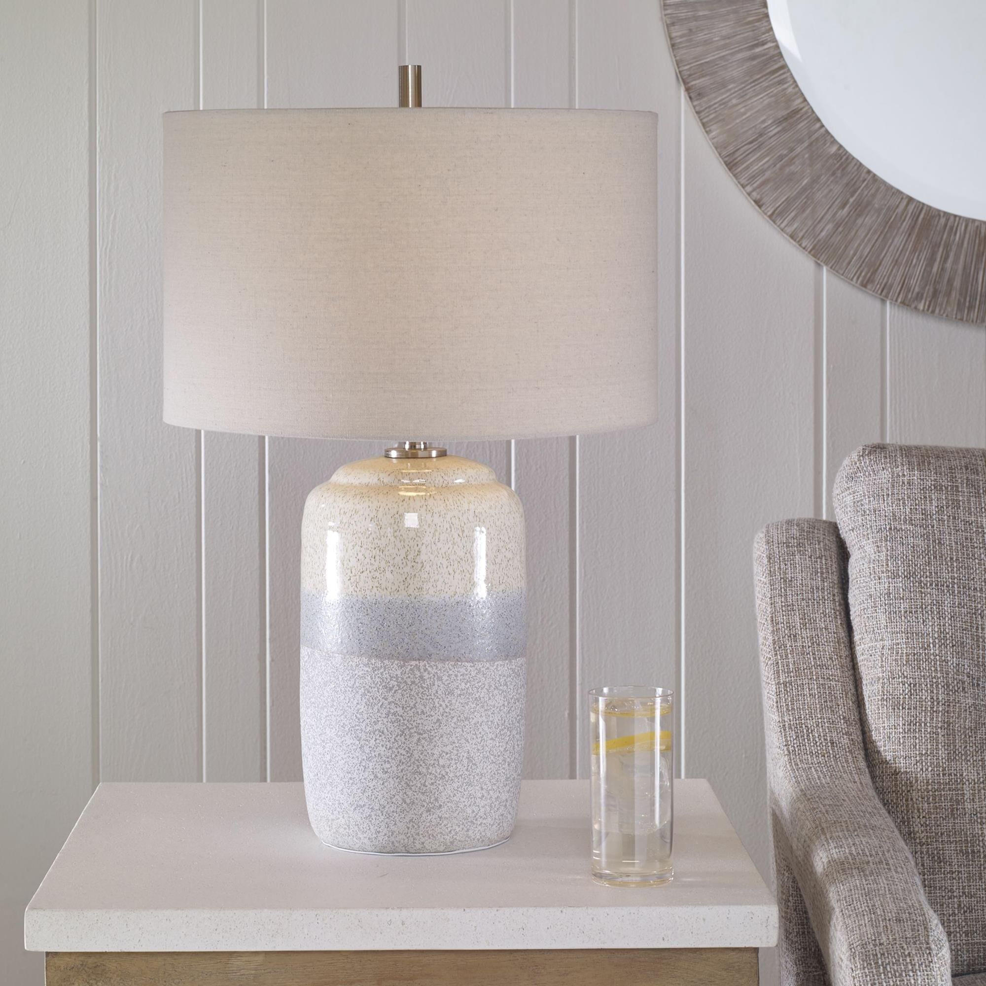 Uttermost Pinpoint Table Lamp in White Gray and Ivory Cream NFM