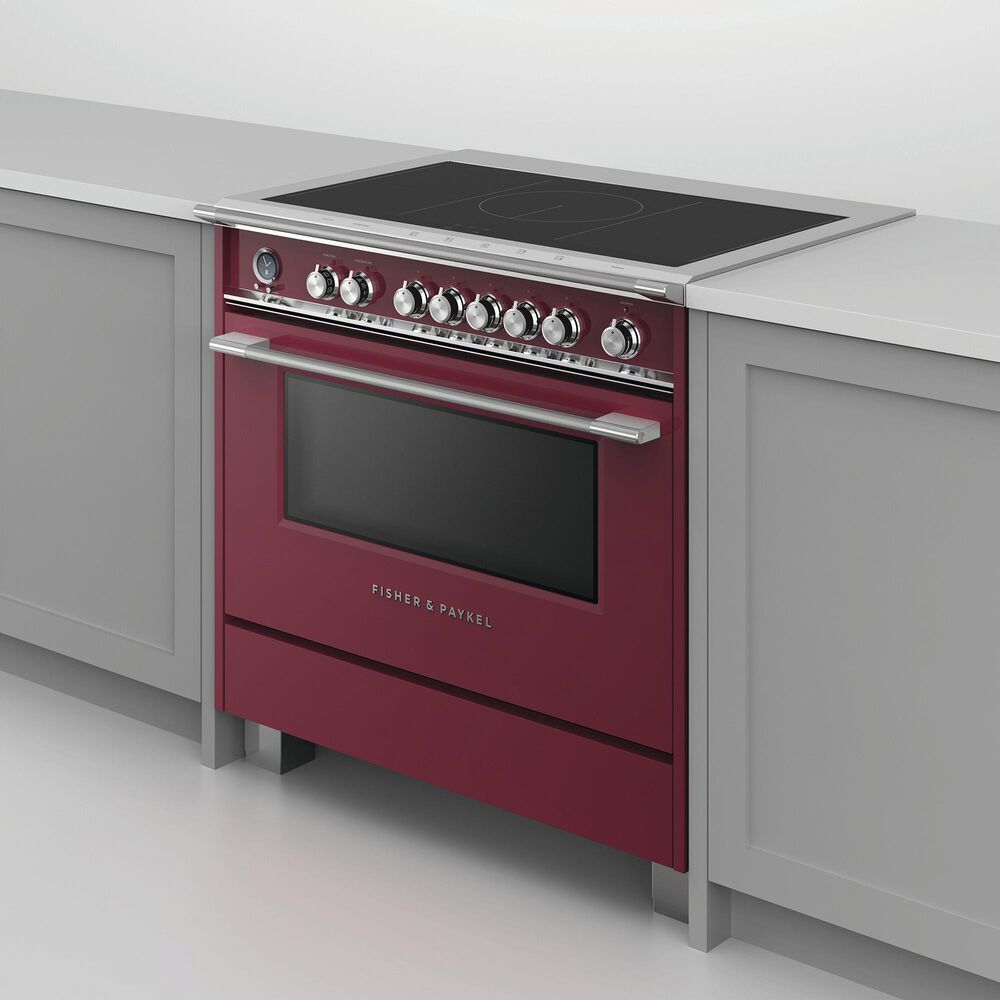 Fisher and Paykel 36" Classic Induction Range with 5 Burners in Red