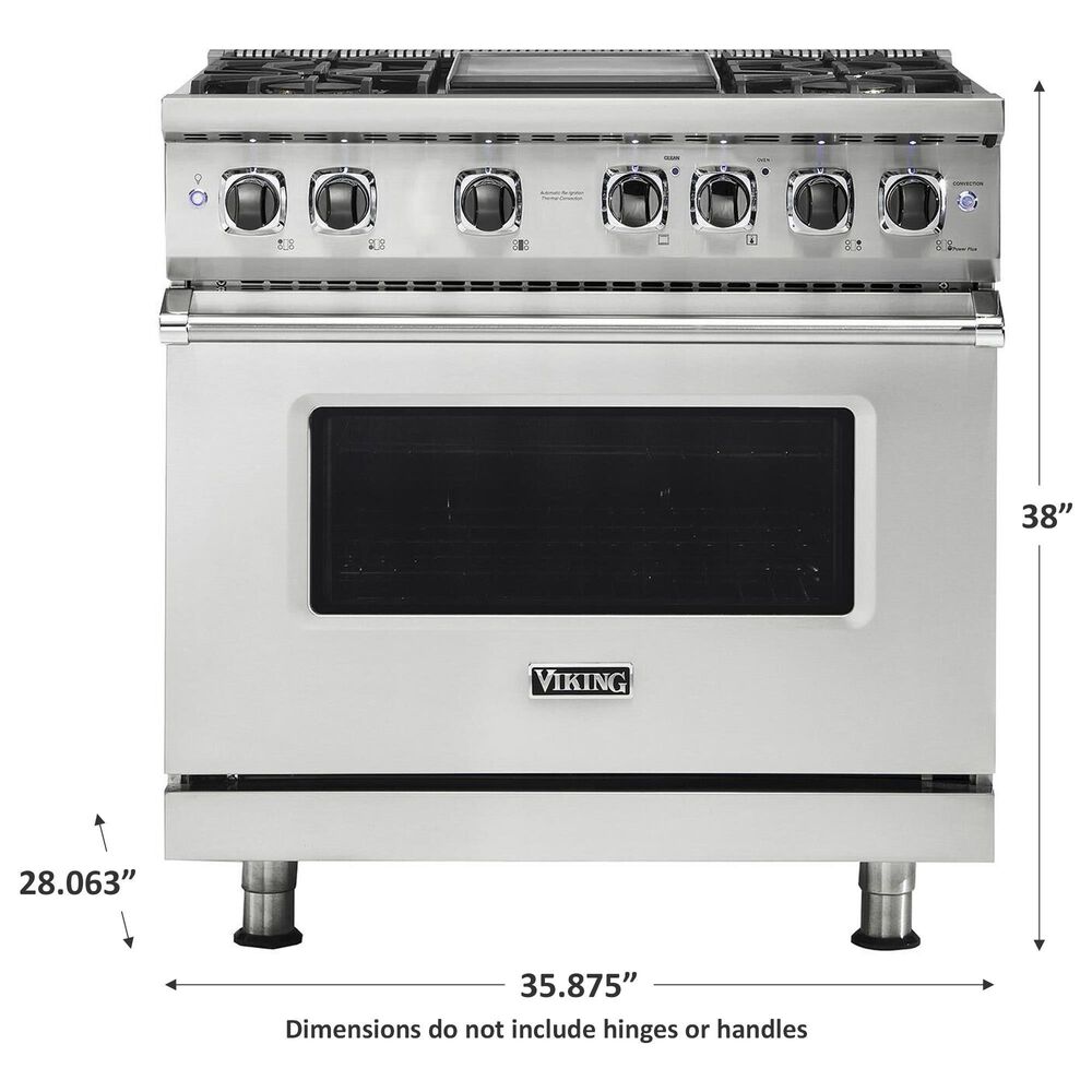 Viking Range 36&quot; Freestanding Dual Fuel Range in Stainless Steel, , large