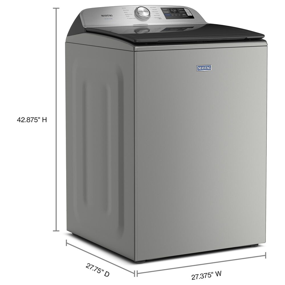 Maytag 5.2 Cu. Ft. Smart Pet Pro Top Load Agitator Washer and 7.4 Cu. Ft. Smart Gas Top Load Dryer Laundry Pair in Classic Silver, , large