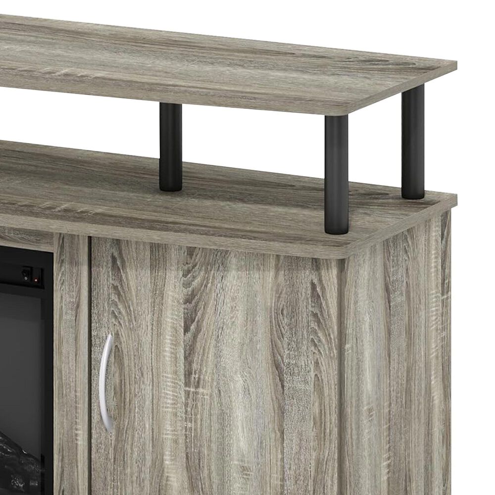 HOMLUX 47" TV Stand with Electric Fireplace and 2 Doors in French Oak Grey and Black, , large