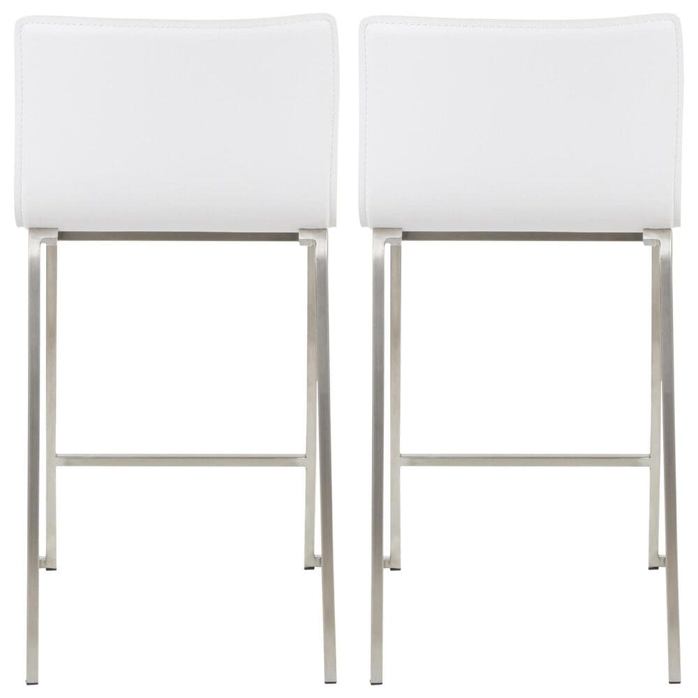 Lumisource Mara Counter Stool with White Cushion in Stainless Steel &#40;Set of 2&#41;, , large