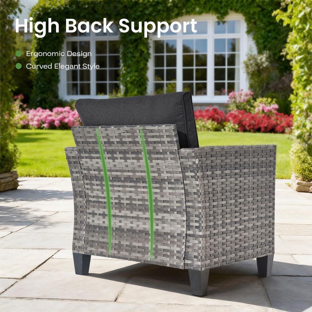 HOMLUX 4-Piece Outdoor Conversation Set with Deep-Seat Sofa in Black, , large