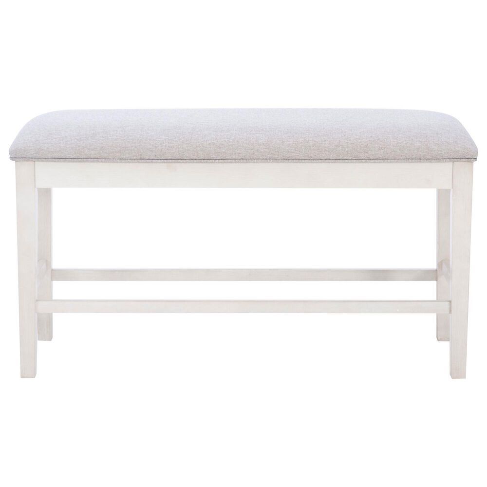 Linon Home Decor Marcum Counter Bench with Grey Cushion in Cream, , large