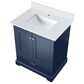 Lexora Home Dukes 30" Single Bathroom Vanity in Navy Blue with 2 cm White Cultured Marble Top and Rectangular Sink, , large