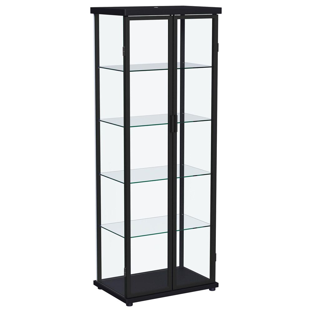 Coaster Aero 5-Shelf Display Curio Cabinet in Black and Clear, , large