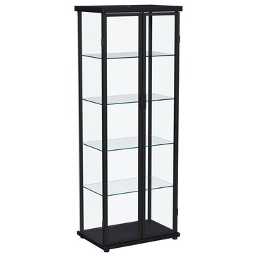 Coaster Aero 5-Shelf Display Curio Cabinet in Black and Clear, , large