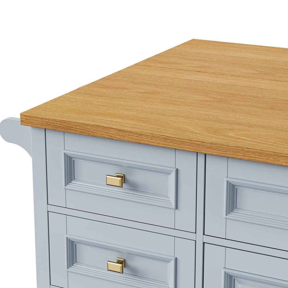 HOMLUX 52'' Kitchen Island with Drop Leaf in Blue Grey, , large