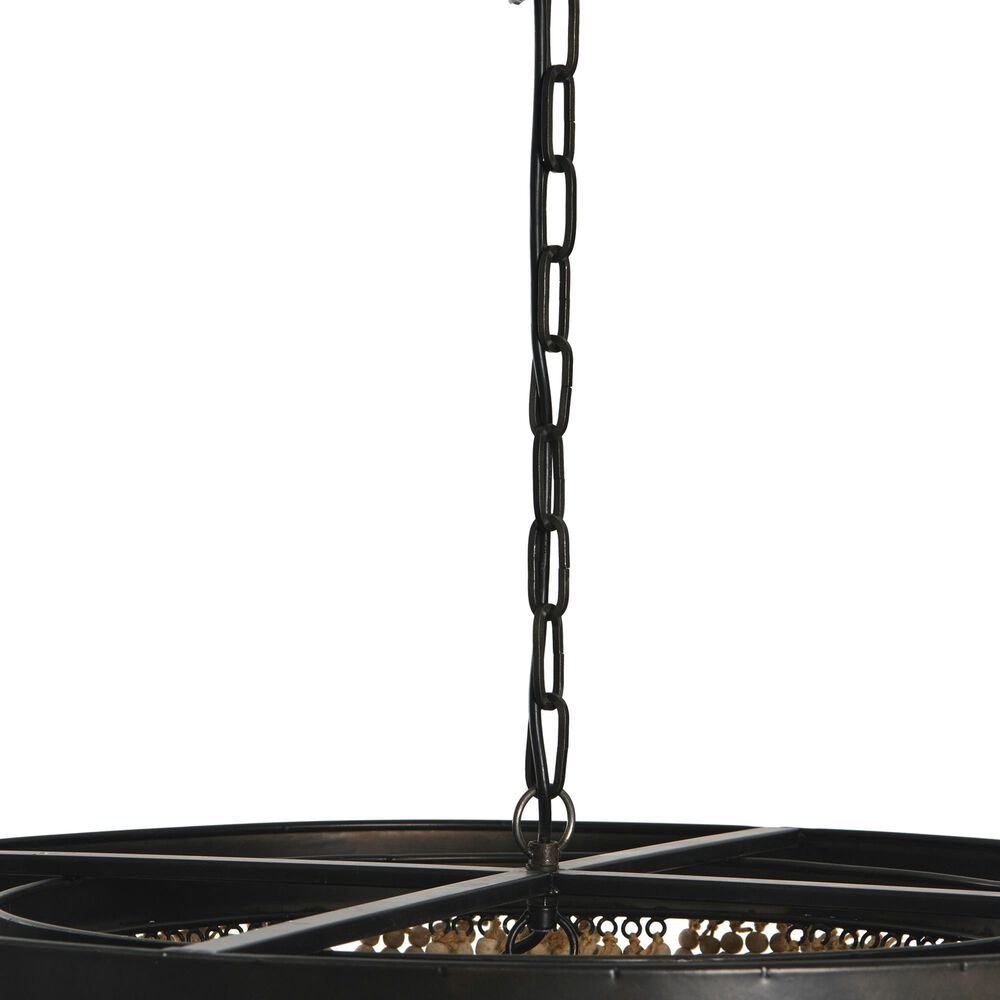 Creative Coop Laurel 2-Tier Draped Wood Bead Chandelier with Black and Natural Shade, , large