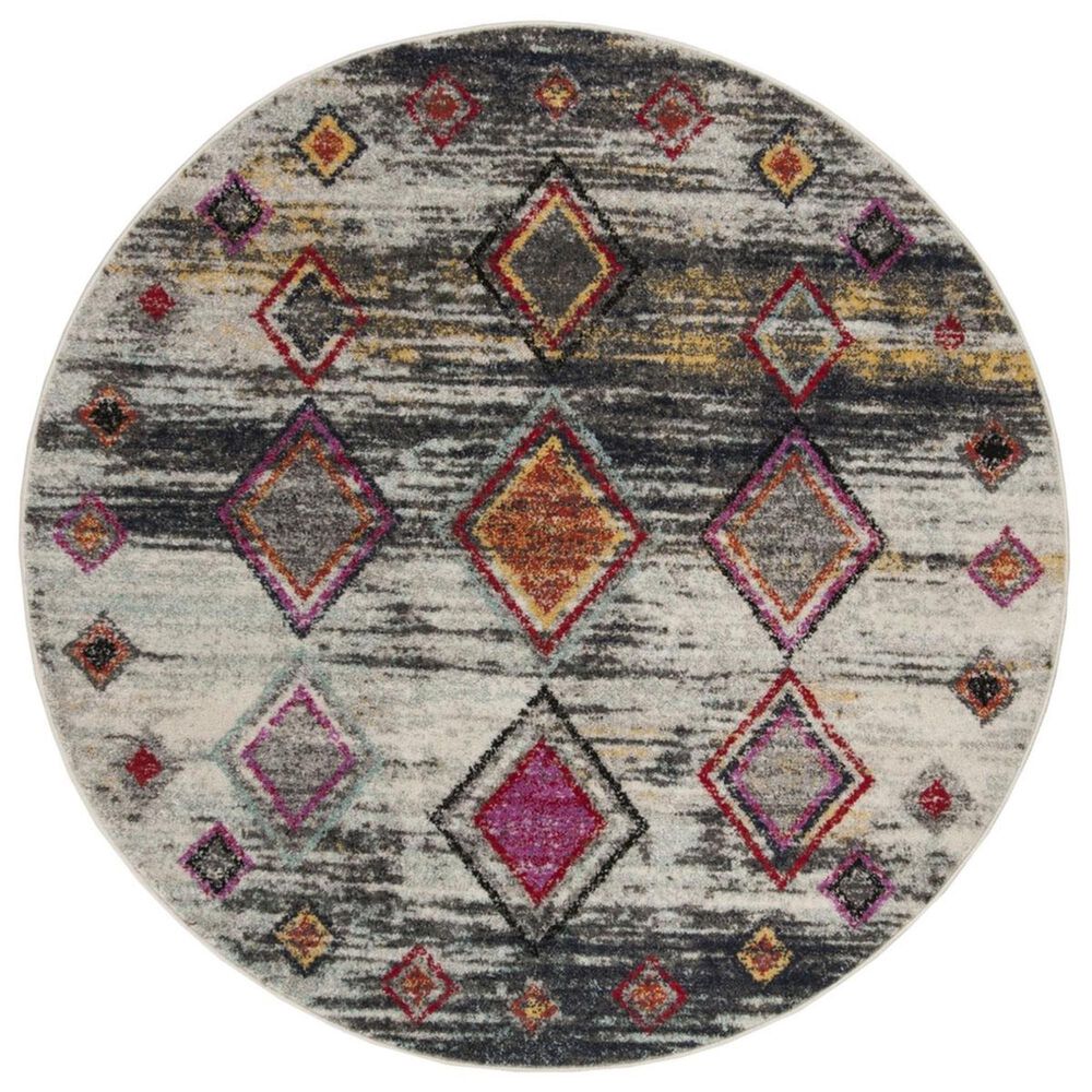 Safavieh Adirondack ADR205F 6" Round Light Grey and Red Area Rug, , large