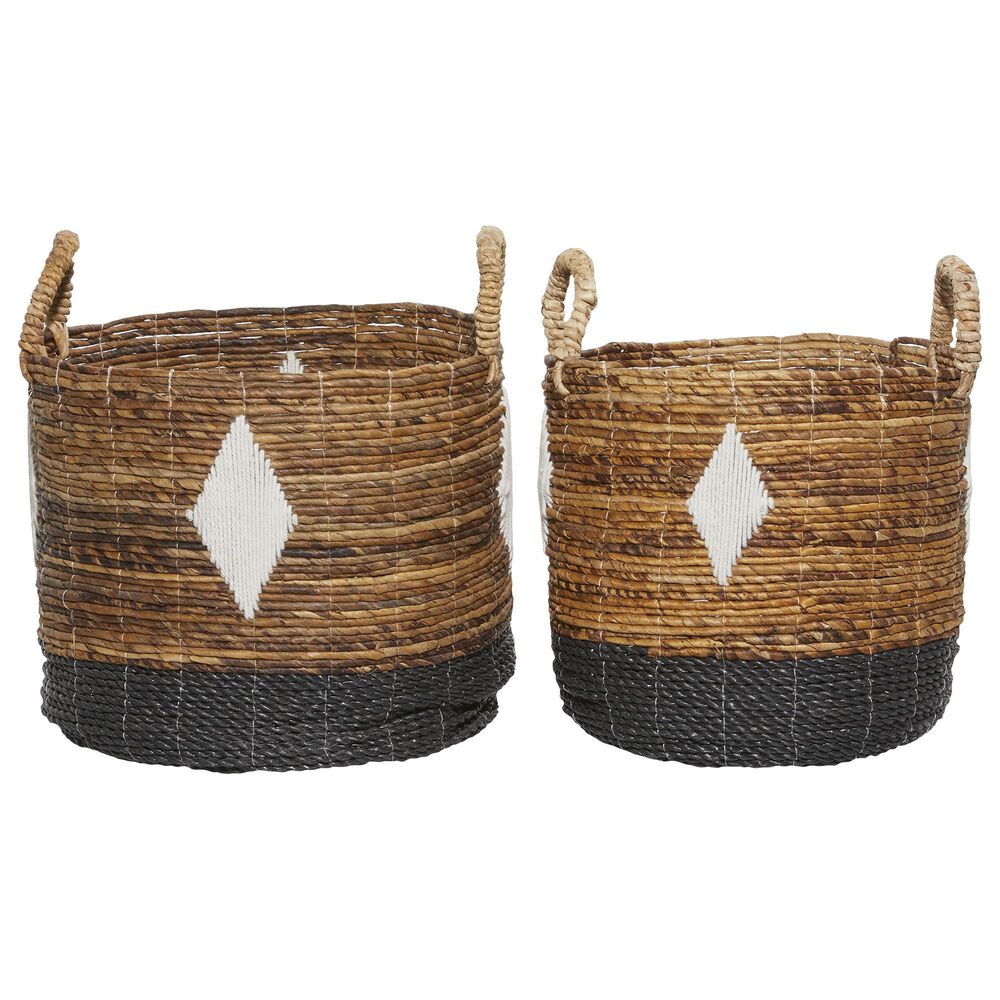 Maple and Jade Contemporary Storage Basket in Caramel Brown and Black &#40;Set of 2&#41;, , large