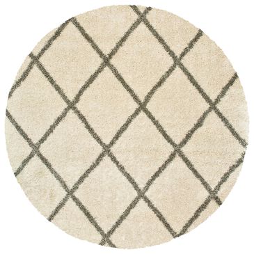 Oriental Weavers Henderson 7"10" Round Ivory and Gray Area Rug, , large