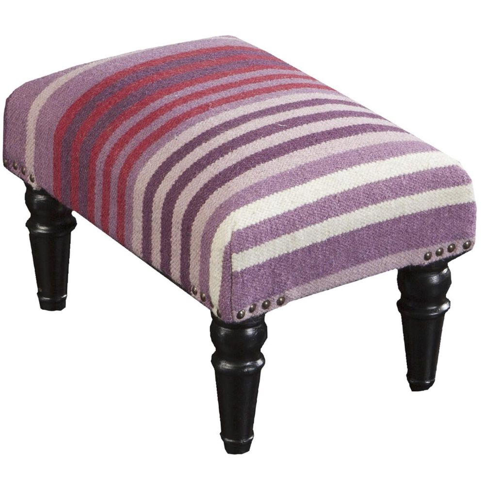 Surya Inc Upholstered Foot stool in Eggplant, Salmon, Cherry, , large