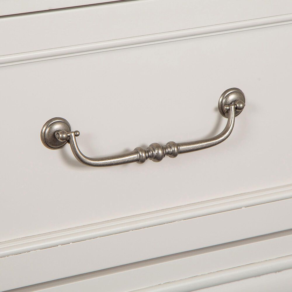 Nicolette Home Willowbrook King Panel Bed with Upholstered Headboard with Two Nightstands in Egg Shell White, , large