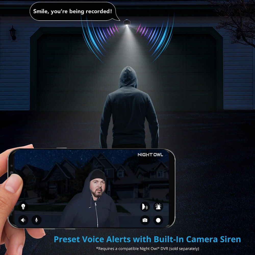 Night Owl Add On Wired 1080p Spotlight Cameras with Audio Alerts and Sirens in White and Black - 2 Pack, , large