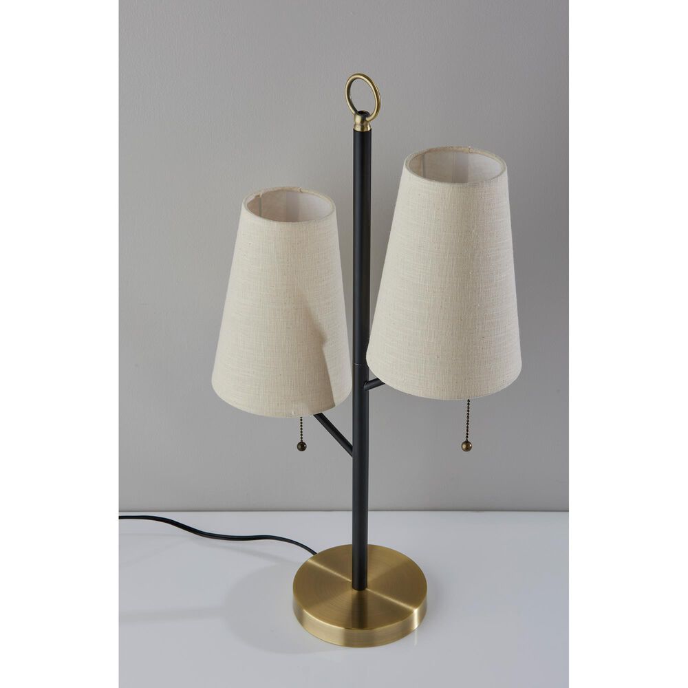 Adesso Daniel Table Lamp in Black and Antique Brass, , large