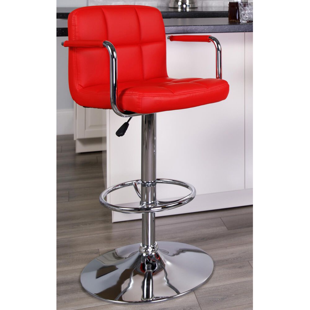 Flash Furniture Adjustable Barstool in Red, , large