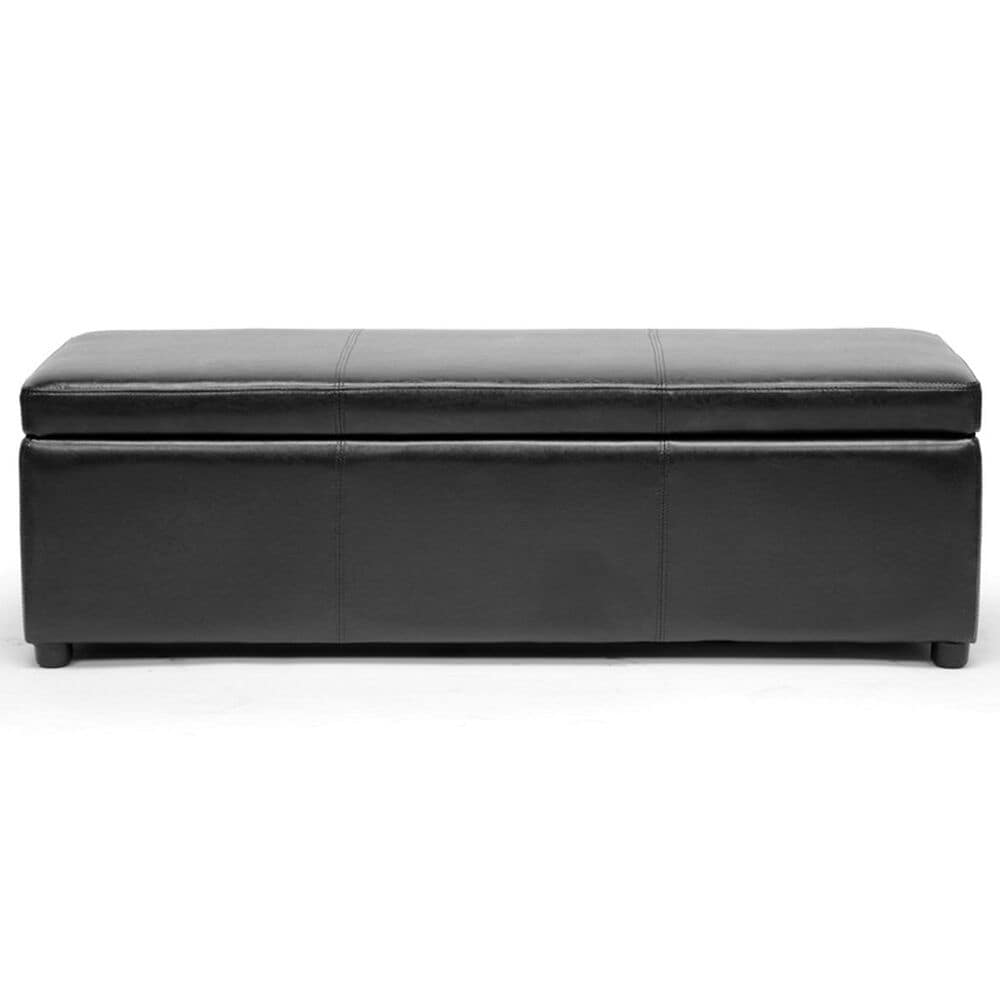 Baxton Studio Dennehy Storage Ottoman in Black, , large